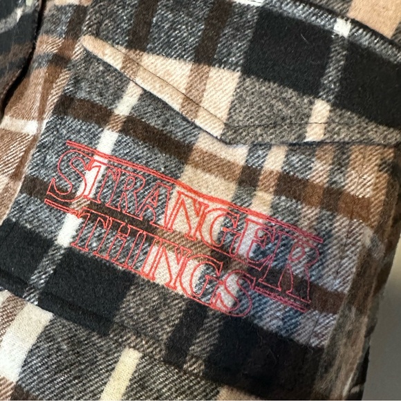 Stranger Things Plaid Flannel Shirt - Brown - Picture 3 of 7